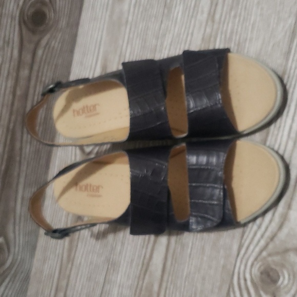 Hotter 7UK (9US) navy blue open toe wegdes sandals - Picture 2 of 7